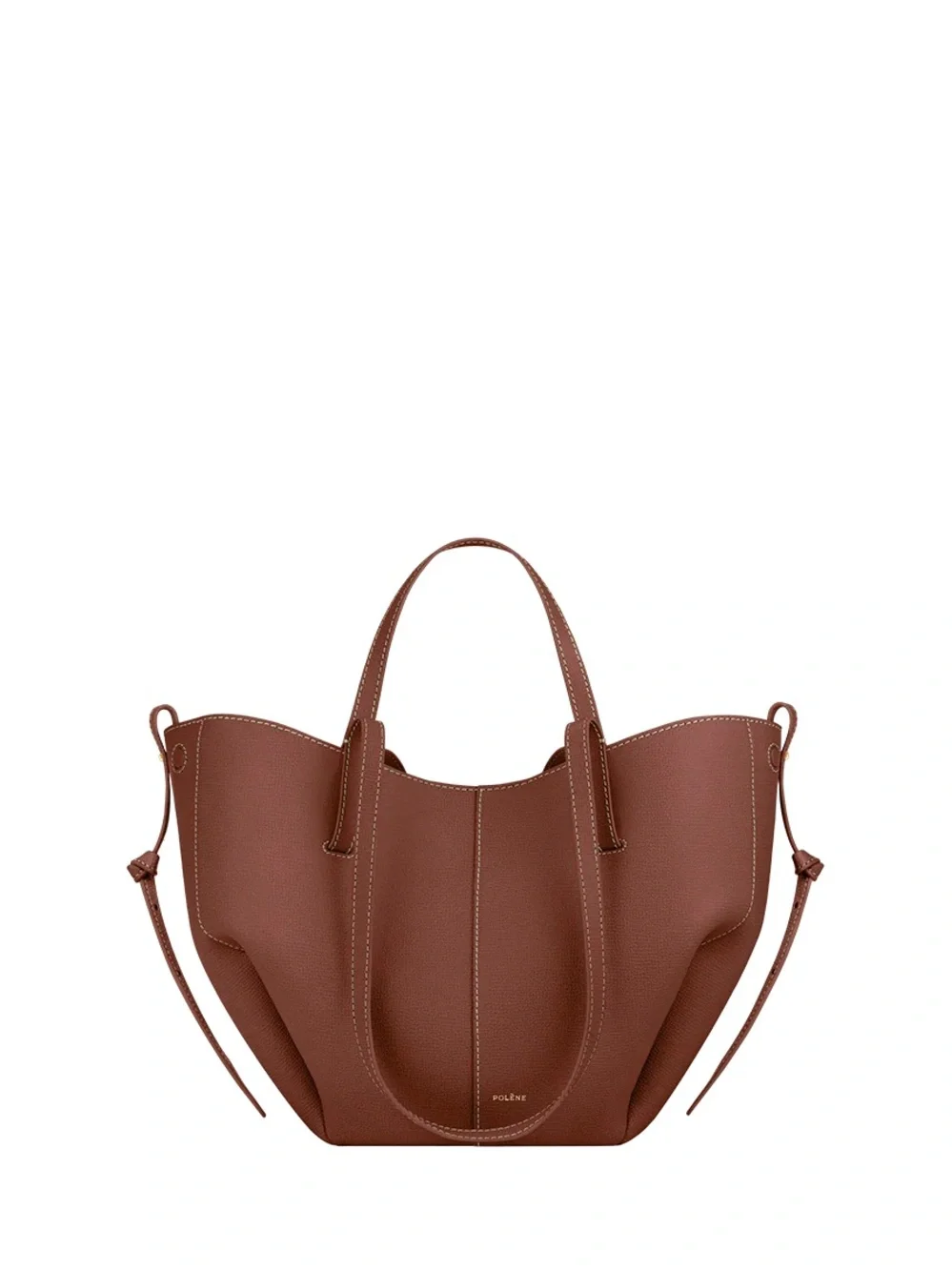 Polene Cyme Mini EDITION TEXTURED COGNAC Small Expandable Tote Hand/Shoulder Bag